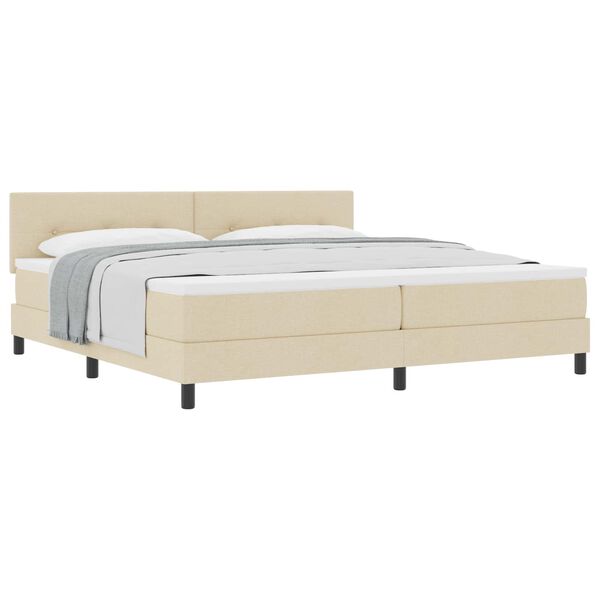 vidaXL Boxspringbett mit Matratze Creme 200 x 200 cm Stoff