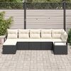 vidaXL Sofa Set mit Kissen 7 pcs Schwarz und Creme Poly-Rattan