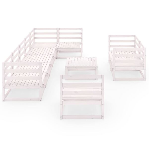 vidaXL 10-tlg. Garten-Lounge-Set Wei&szlig; Massivholz Kiefer
