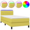 vidaXL Boxspringbett mit Matratze & LED Gr&uuml;n 90x190 cm Stoff
