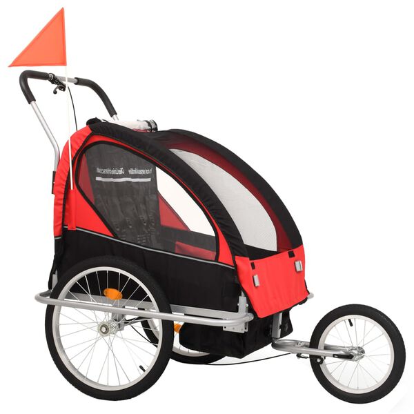 vidaXL 2-in-1 Fahrradanh&auml;nger und Kinderwagen Schwarz und Rot