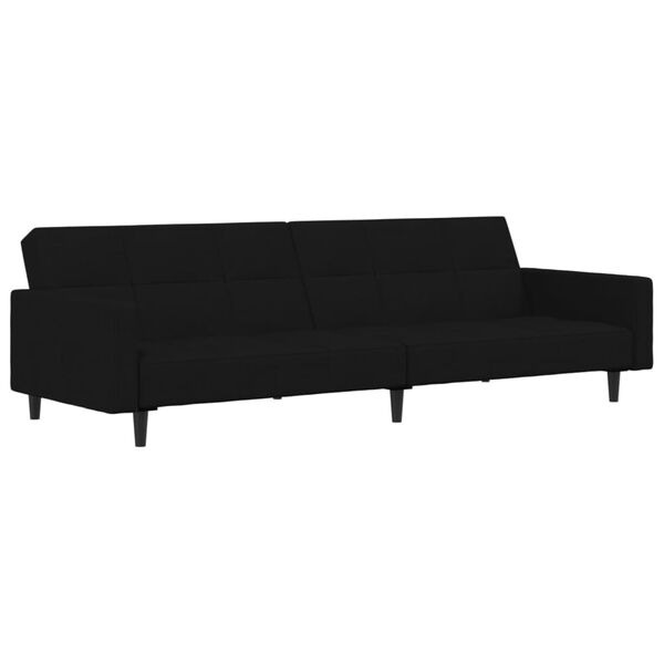 vidaXL Schlafsofa 2-Sitzer mit Hocker Schwarz Mikrofasergewebe