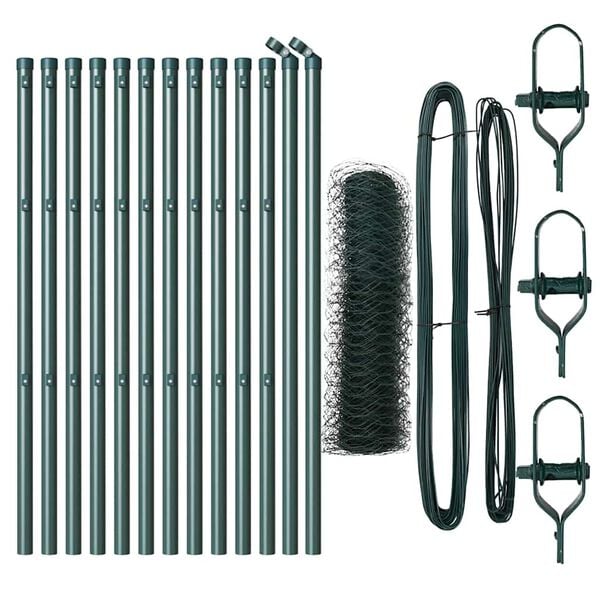 vidaXL Zaunpfosten Grün 25 x 0,4 m (36 mm Maschen) Stahl und PVC