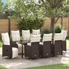 vidaXL Garten Essgruppe mit Kissen 9 pcs Braun Poly-Rattan