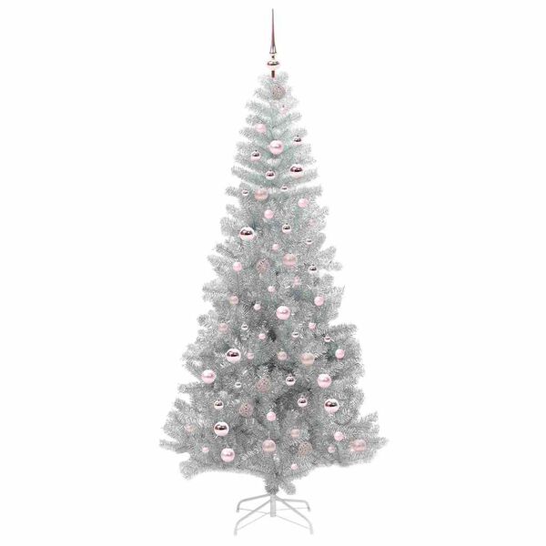 vidaXL Weihnachtsbaum mit 300 LEDs mit St&auml;nder Silber 210 cm PET