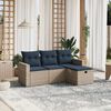 vidaXL 4-tlg. Garten-Sofagarnitur mit Kissen Grau Poly Rattan