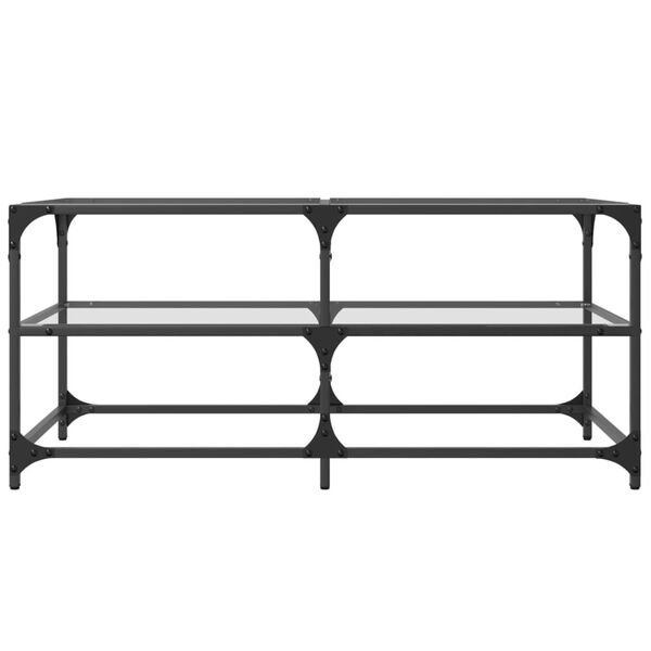 vidaXL Couchtisch mit Glasplatte Transparent 98,5x50x45 cm Stahl