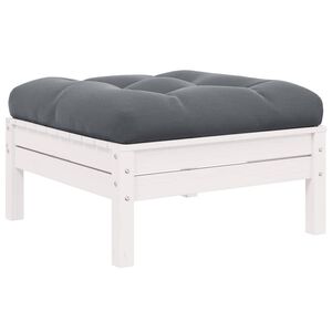 vidaXL Gartenhocker mit Anthrazit Kissen Wei&szlig; Kiefer Massivholz
