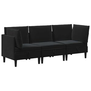 vidaXL Wohnzimmergarnitur 3 stk. Schwarz Samt