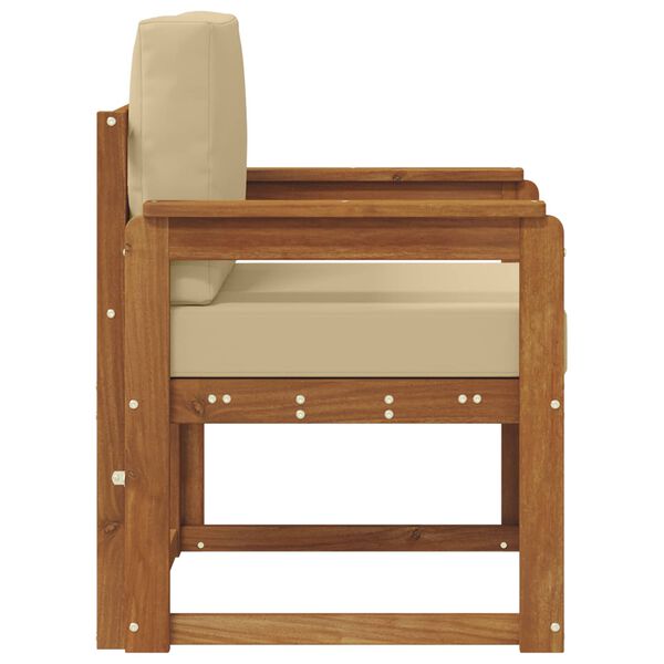 vidaXL Outdoor-Sofa Massives Akazienholz und Polyester Natur