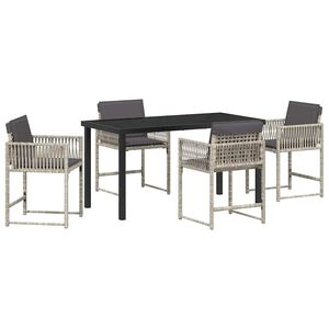 vidaXL Garten Essgruppe 5 stk. Hellgrau Poly-Rattan