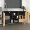 vidaXL Sideboard Schwarz 105x30x60 cm Massivholz Kiefer Natur-Rattan