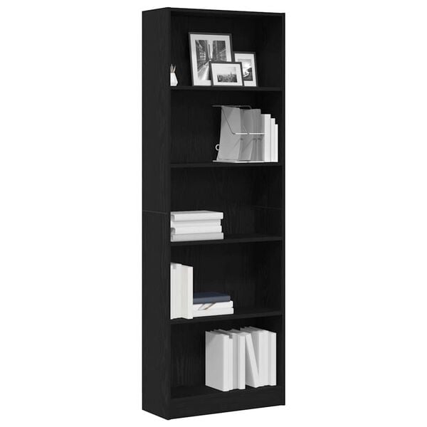 vidaXL Bücherregal Schwarz Eichen-Optik 60 x 24 x 176 cm Holzwerkstoff