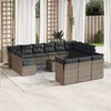 vidaXL 14-tlg. Garten-Sofagarnitur mit Kissen Grau Poly Rattan