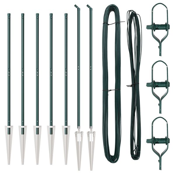 vidaXL Zaunpfosten 7 pcs Grün Ø32mm 180 cm Verzinkter Stahl