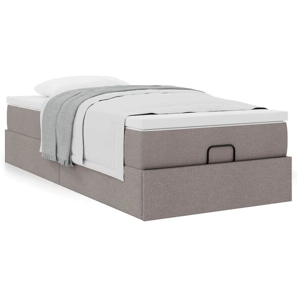 vidaXL Ottoman-Bett mit Matratze Taupe 90x190 cm Stoff