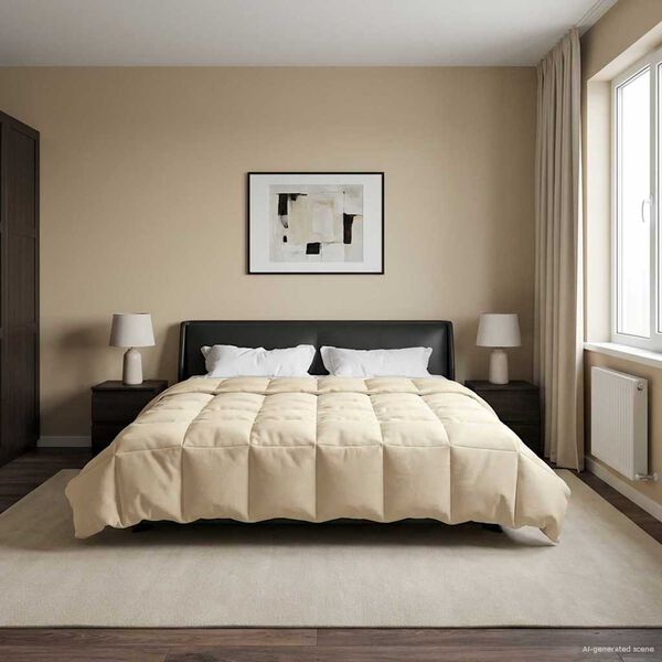 vidaXL Ganzjahresbettdecke Gepolstert Creme 200 x 200 cm Mikrofaser