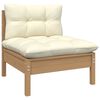 vidaXL 3-tlg. Garten-Lounge-Set mit Creme Kissen Massivholz Kiefer