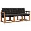 vidaXL Outdoor-Sofagarnitur mit Kissen 3 pcs Nat&uuml;rlich und Schwarz