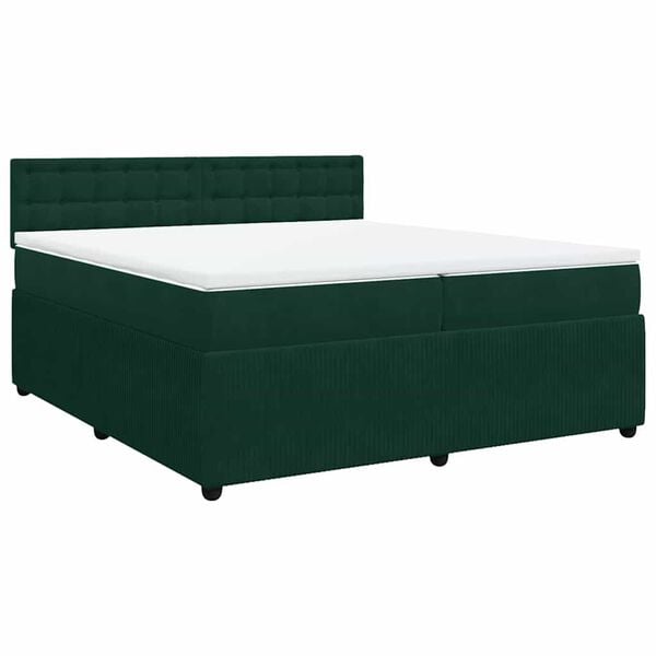 vidaXL Boxspringbett mit Matratze Dunkelgr&uuml;n 200x200 cm Samt