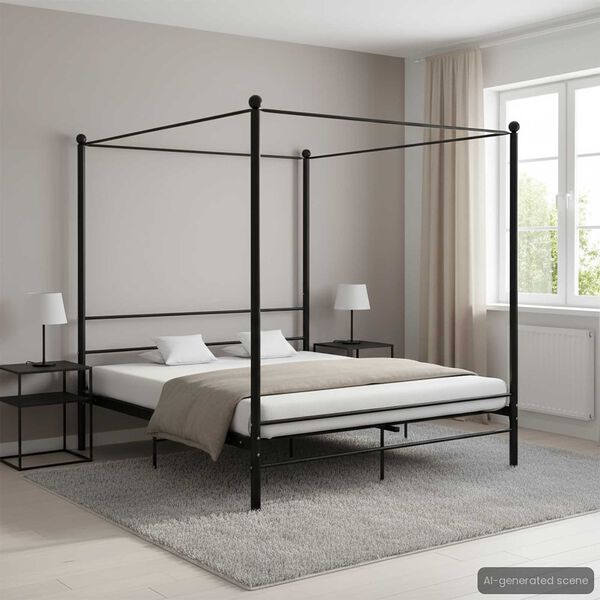 vidaXL Himmelbett Schwarz Metall 180x200 cm