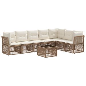 vidaXL Gartensofa-set 8 stk. Beige Poly-Rattan