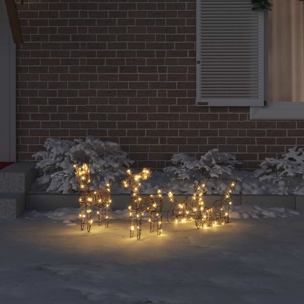 vidaXL Rentier Zieh Schlitten Warmes Wei&szlig; 53 x 28 x 33 cm Rattan