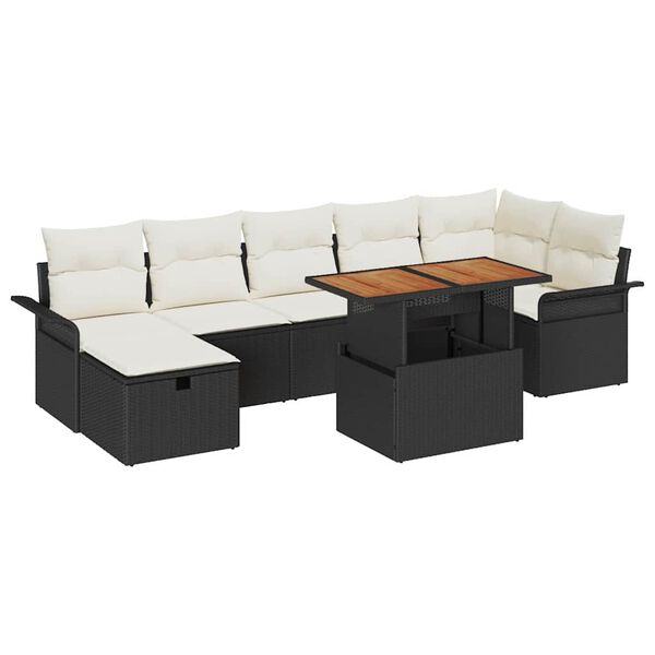 vidaXL Garten-Sofa-Set 8 pcs Schwarz Poly-Rattan