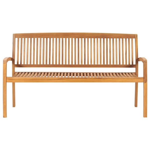 vidaXL Stapelbare Gartenbank mit Auflage 159 cm Massivholz Teak