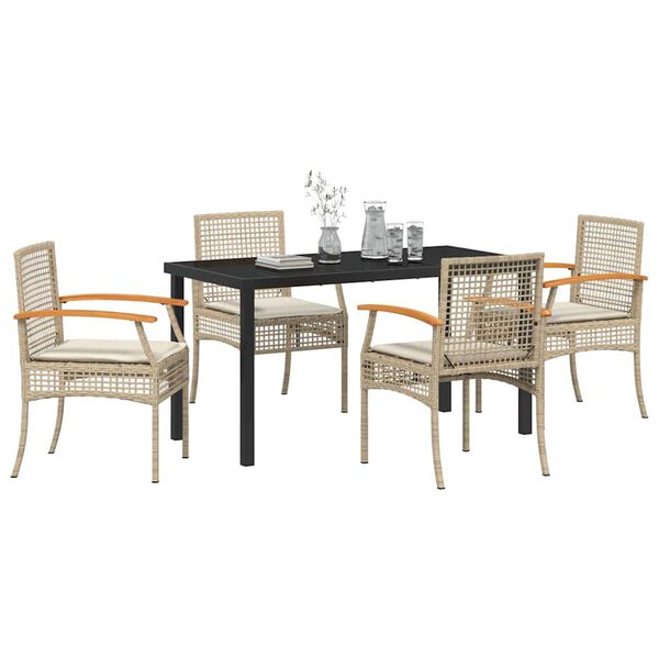 vidaXL Garten Essgruppe 5 pcs Beige Poly-Rattan