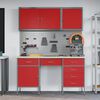 vidaXL Werkbank mit Schubladen 8 pcs Rot Ingenieure Holz und Stahl