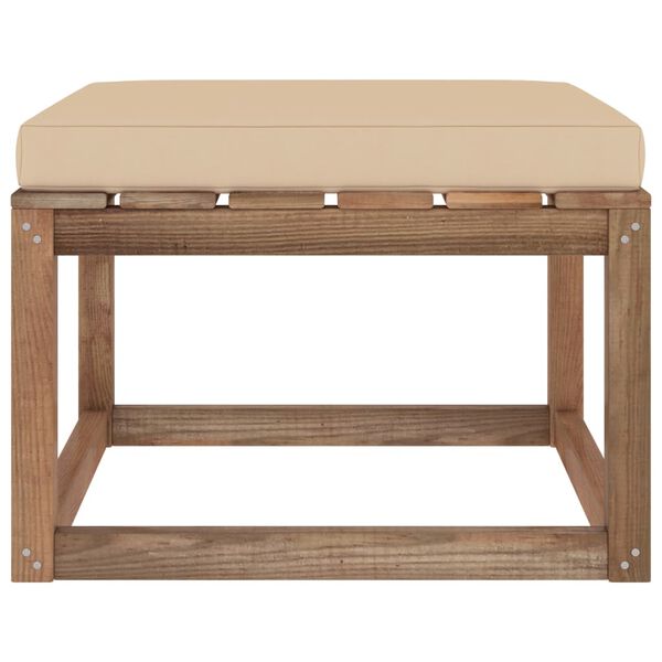 vidaXL Gartenhocker mit Beigen Kissen