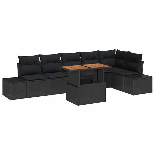 vidaXL Garten Essgruppe mit Kissen mit Kissen 7 pcs Schwarz und Braun