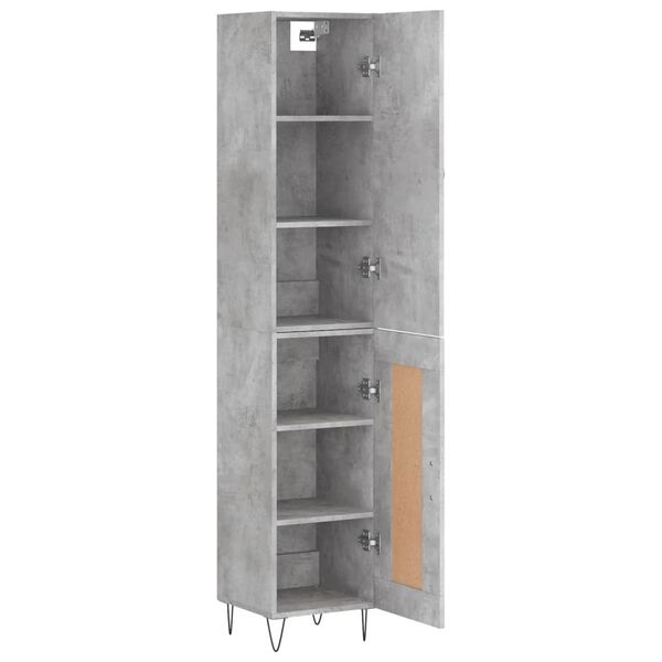 vidaXL Highboard Betongrau 34,5x34x180 cm Holzwerkstoff