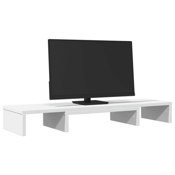 vidaXL Monitorst&auml;nder Verstellbar Wei&szlig; 80x24x10,5 cm Holzwerkstoff