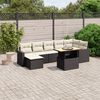 vidaXL 8-tlg. Garten-Sofagarnitur mit Kissen Schwarz Poly Rattan