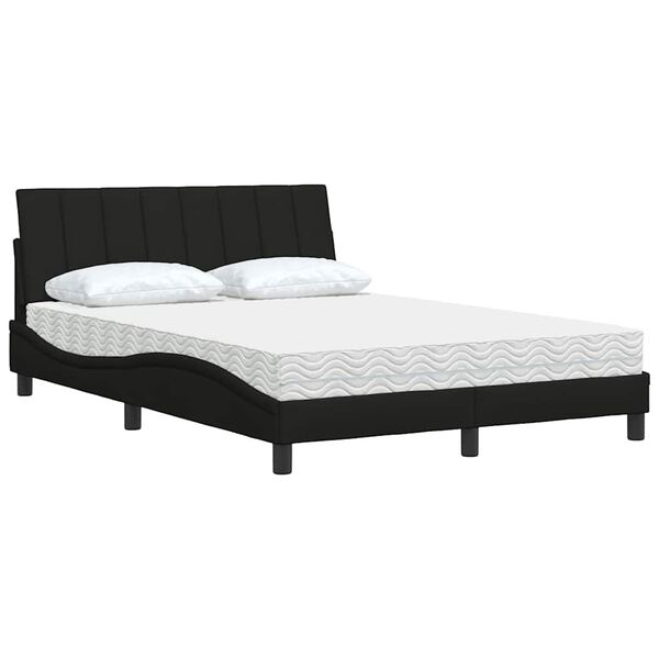 vidaXL Bett mit Matratze "Hanko" Schwarz 120x200 cm Stoff
