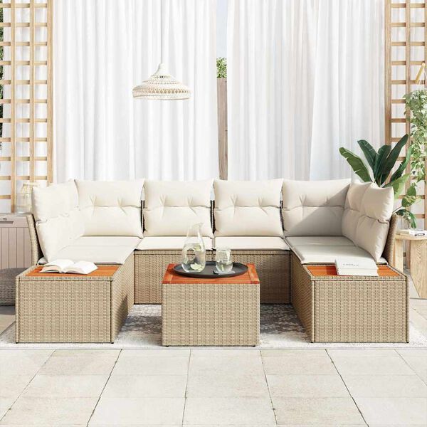 vidaXL Gartensofa-set mit Kissen 6 pcs Beige Poly Rattan