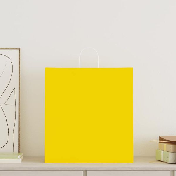 vidaXL Papiertragetaschen 50 Stk. mit Henkeln Gelb 45x17x48 cm