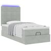 vidaXL Ottoman-Bett mit Matratzen & LEDs Hellgrau 90x200 cm Samt