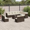 vidaXL 13-tlg. Garten-Sofagarnitur mit Kissen Braun Poly Rattan