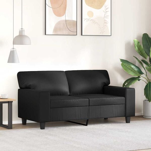 vidaXL 2-Sitzer-Sofa Schwarz 120 cm Kunstleder