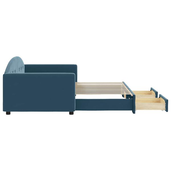 vidaXL Tagesbett Ausziehbar mit Schubladen Blau 90x200 cm Samt