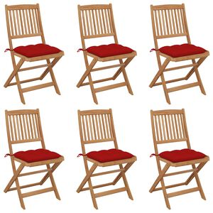 vidaXL Klappbare Gartenst&uuml;hle 6 Stk. mit Kissen Massivholz Akazie