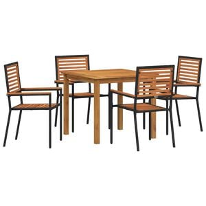 vidaXL Garten Essgruppe 5 stk. Schwarz Massivholz Akazie