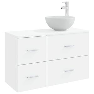 vidaXL Badezimmerm&ouml;bel-Set 2 pcs Wei&szlig; Holzwerkstoff