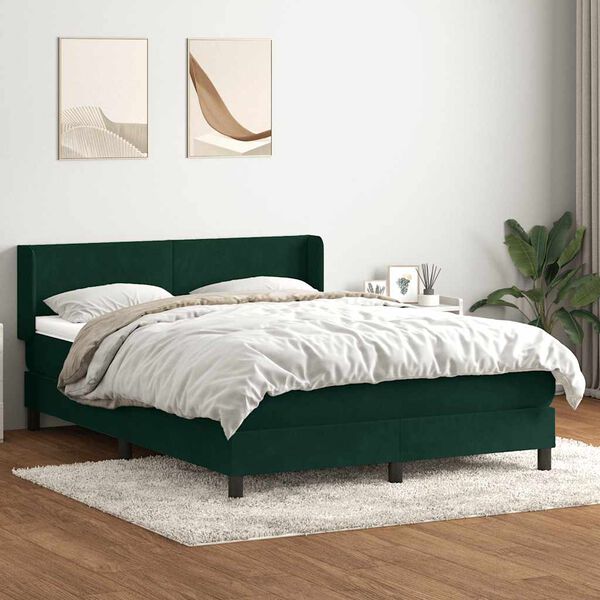 vidaXL Boxspringbett mit Matratze Dunkelgr&uuml;n 160x210 cm Samt