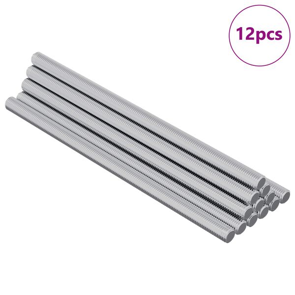 vidaXL Gewindestangen 12 pcs Silber M6 x 120 mm Metall