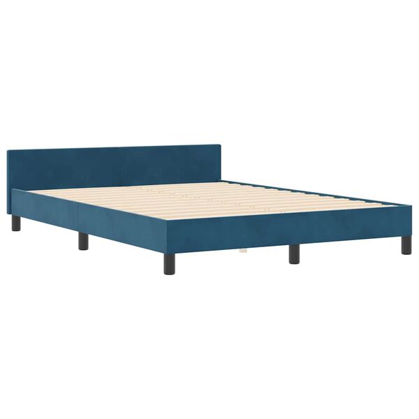 vidaXL Boxspringbett mit Kopfteil Dunkelblau 140 x 190 cm Samt