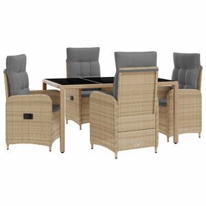 vidaXL Outdoortisch-Set 5 stk. Beige und Hellgrau Poly-Rattan